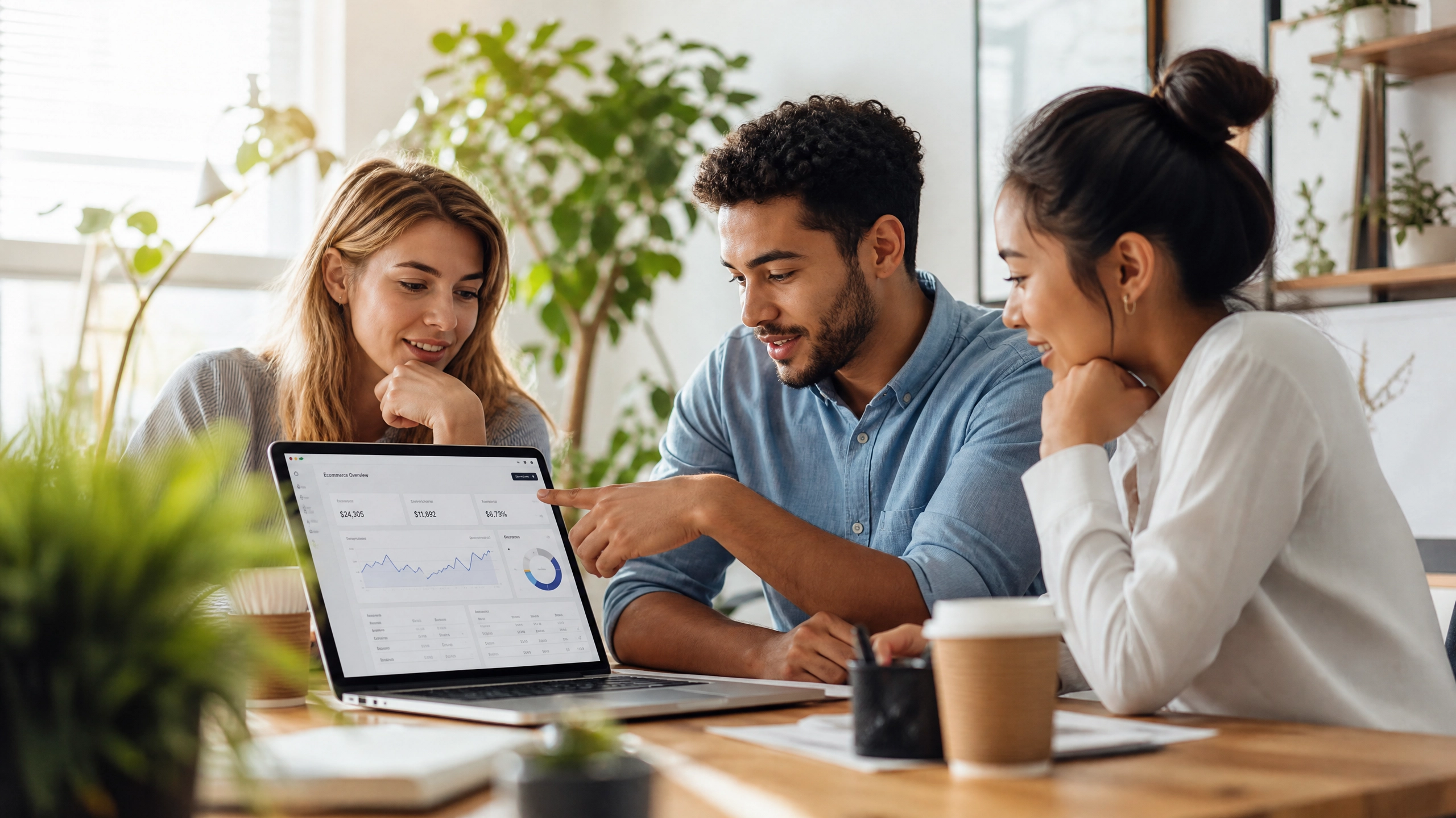 Ecommerce brand team reviewing AI-powered storefront analytics