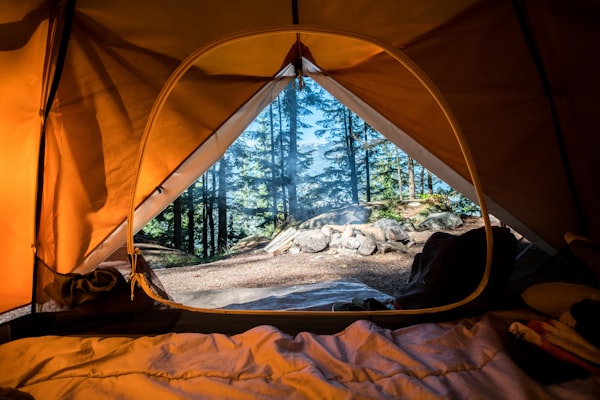 Outdoor gear retail store with backpacks and apparel