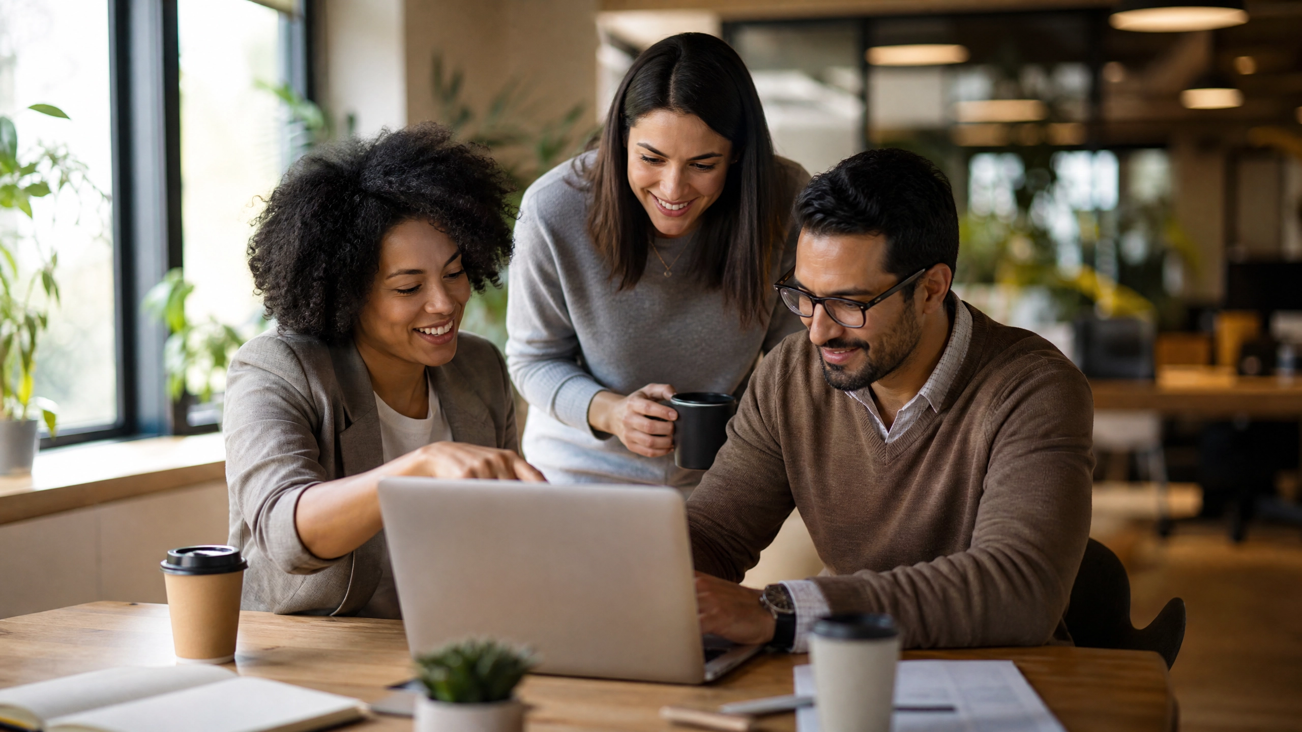 Marketing team reviewing ecommerce metrics on a laptop